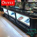 Ouyee New Products Design Stand Corner Wooden Furniture Showcase Wall Mount Wood Glass Shoe Display Case